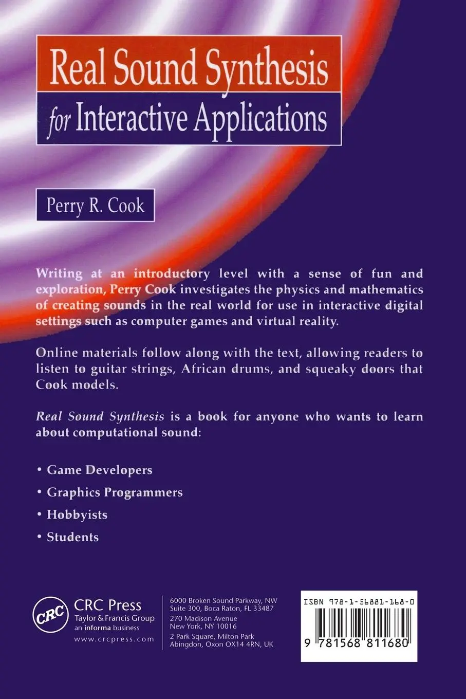 Rückseite: 9781568811680 | Real Sound Synthesis for Interactive Applications | Perry R. Cook