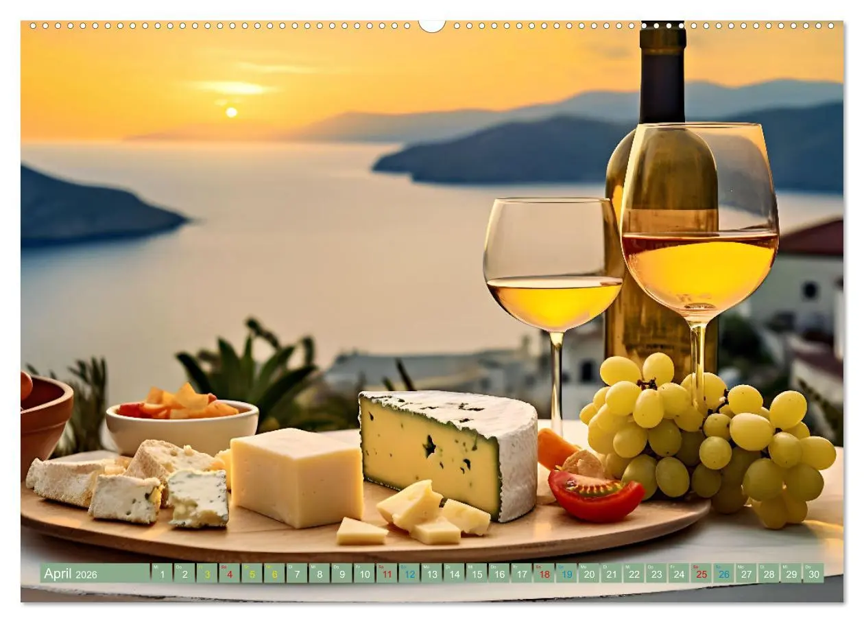 Bild: 9783457281680 | Gourmet Käse - und Weingenuss (Wandkalender 2026 DIN A2 quer),...