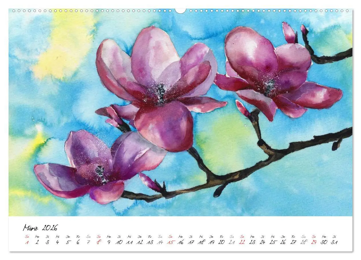 Bild: 9783457971680 | Blumen Blüten Aquarelle (hochwertiger Premium Wandkalender 2026 DIN...