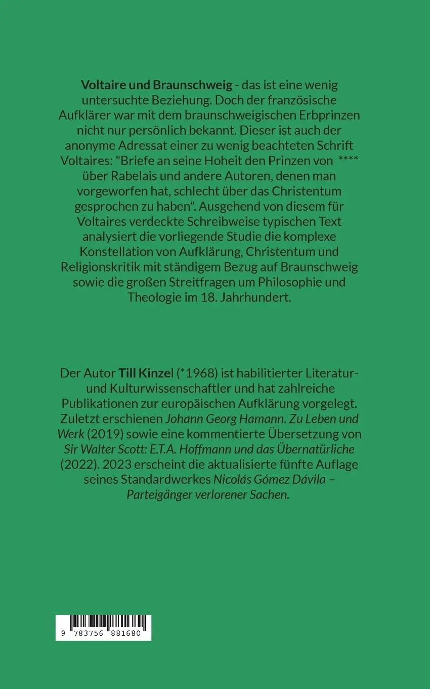 Rückseite: 9783756881680 | Aufklärung zwischen Christentum und Freigeisterei | Till Kinzel | Buch