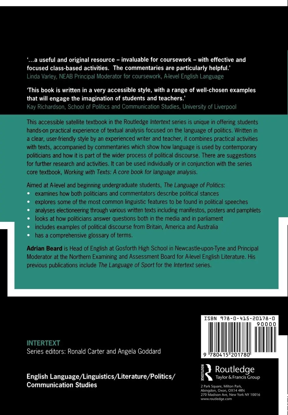 Rückseite: 9780415201780 | The Language of Politics | Adrian Beard | Taschenbuch | Englisch