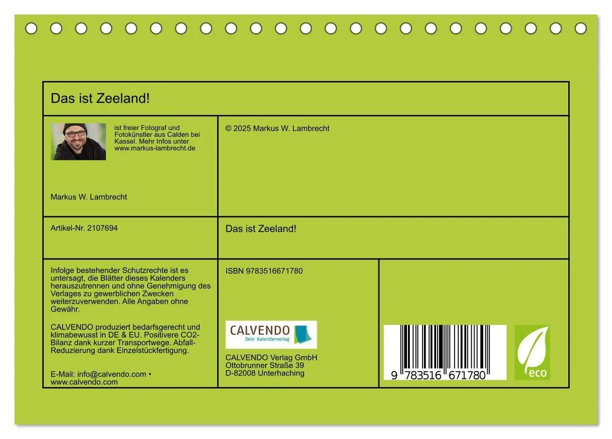 Bild: 9783516671780 | Das ist Zeeland! (Tischkalender 2026 DIN A5 quer), CALVENDO...