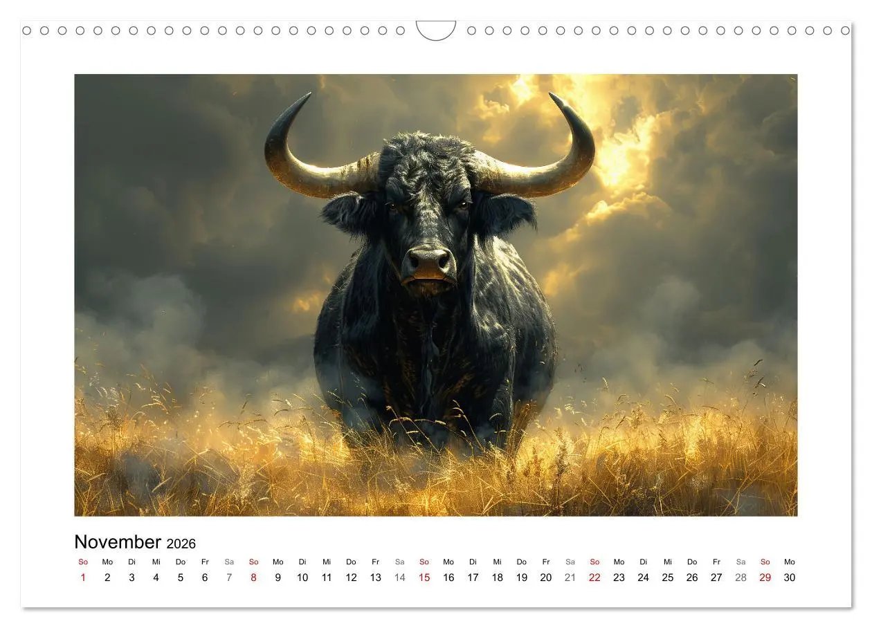 Bild: 9783457261880 | Wilde Rinder (Wandkalender 2026 DIN A3 quer), CALVENDO Monatskalender
