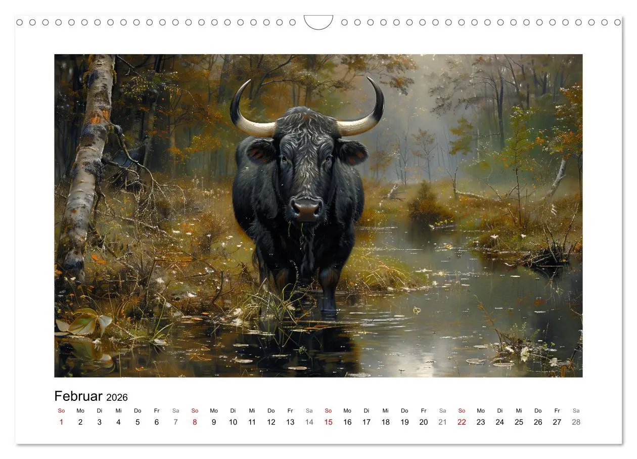 Bild: 9783457261880 | Wilde Rinder (Wandkalender 2026 DIN A3 quer), CALVENDO Monatskalender