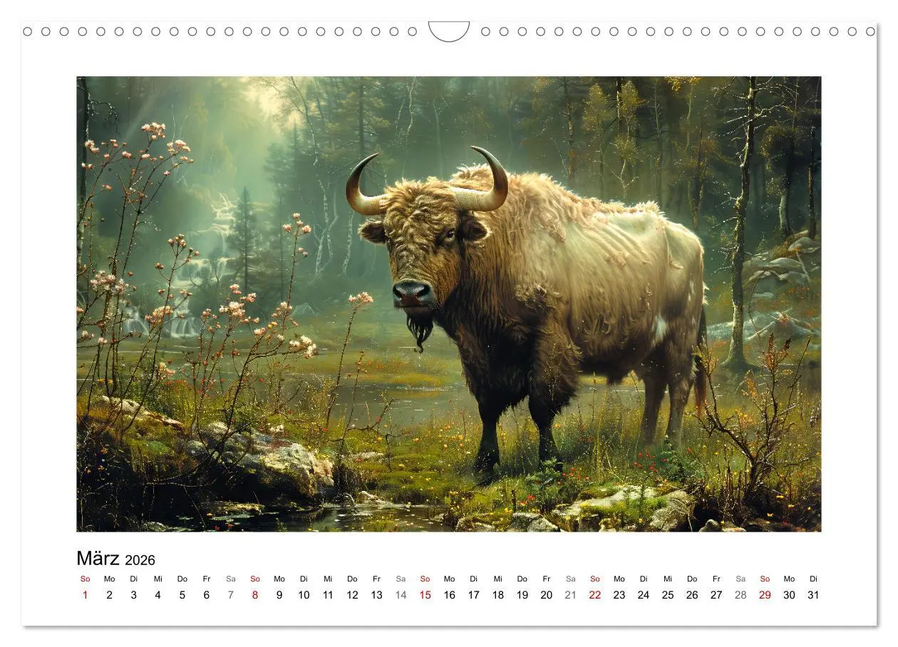Bild: 9783457261880 | Wilde Rinder (Wandkalender 2026 DIN A3 quer), CALVENDO Monatskalender
