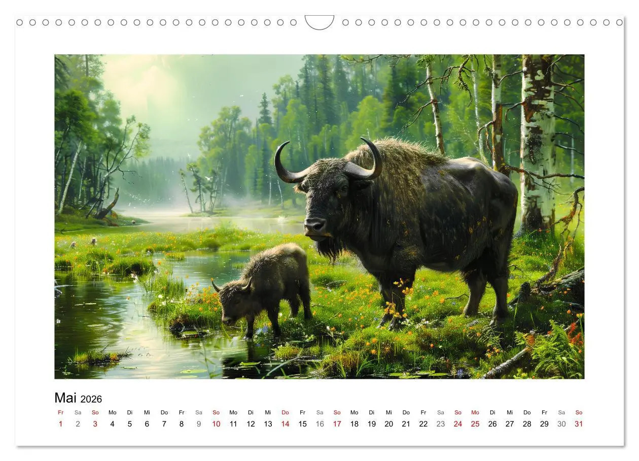Bild: 9783457261880 | Wilde Rinder (Wandkalender 2026 DIN A3 quer), CALVENDO Monatskalender