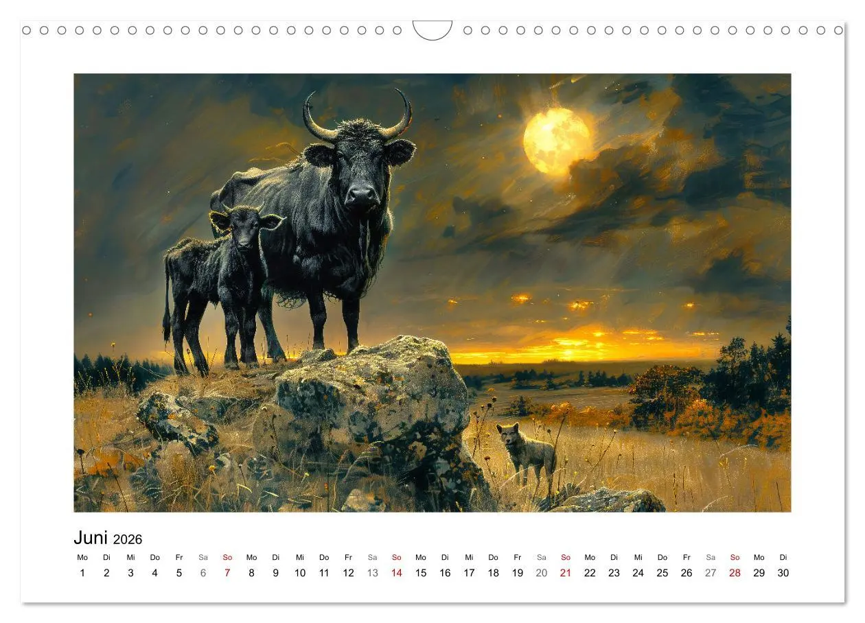 Bild: 9783457261880 | Wilde Rinder (Wandkalender 2026 DIN A3 quer), CALVENDO Monatskalender