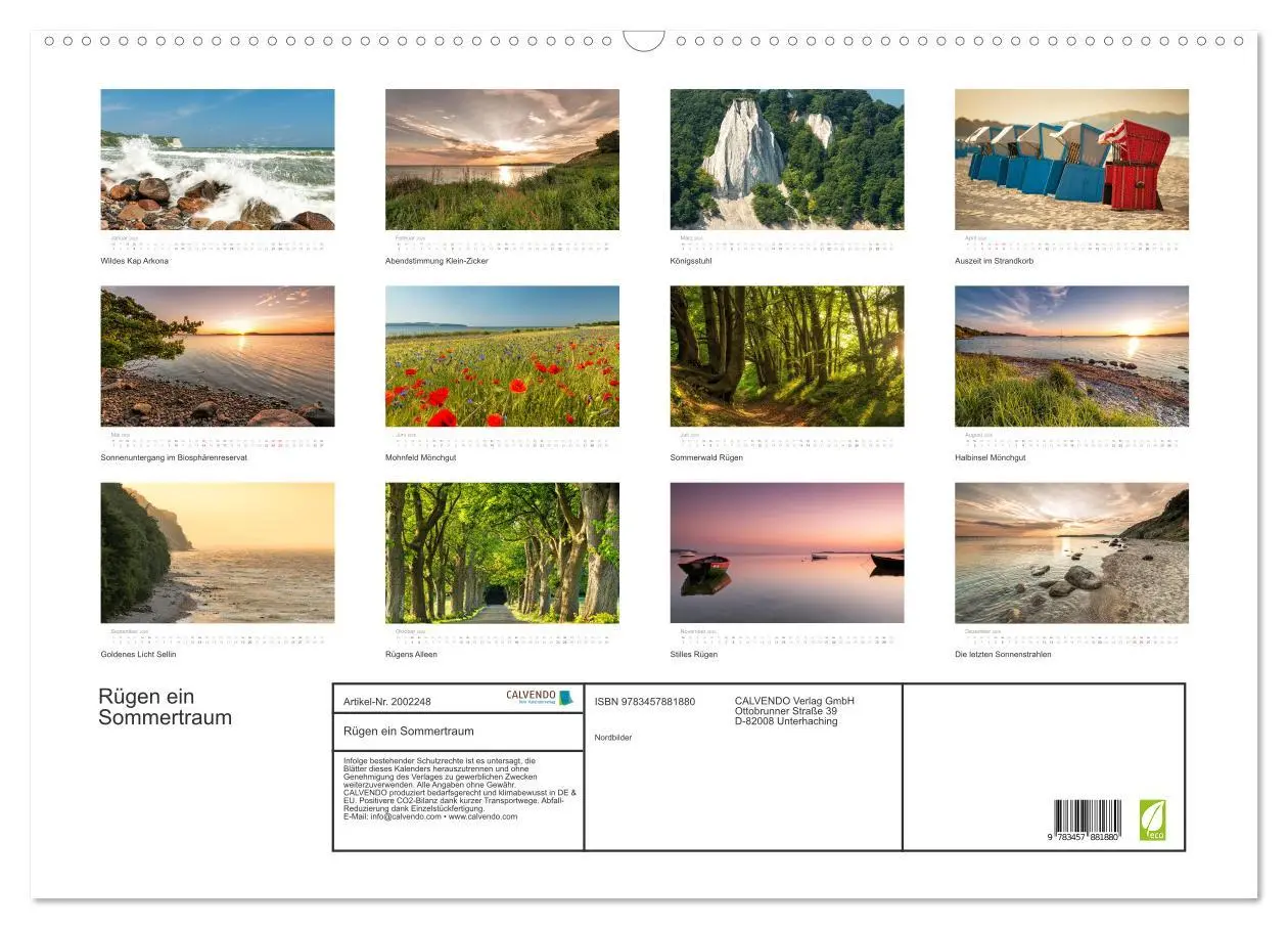 Bild: 9783457881880 | Rügen ein Sommertraum (Wandkalender 2026 DIN A2 quer), CALVENDO...
