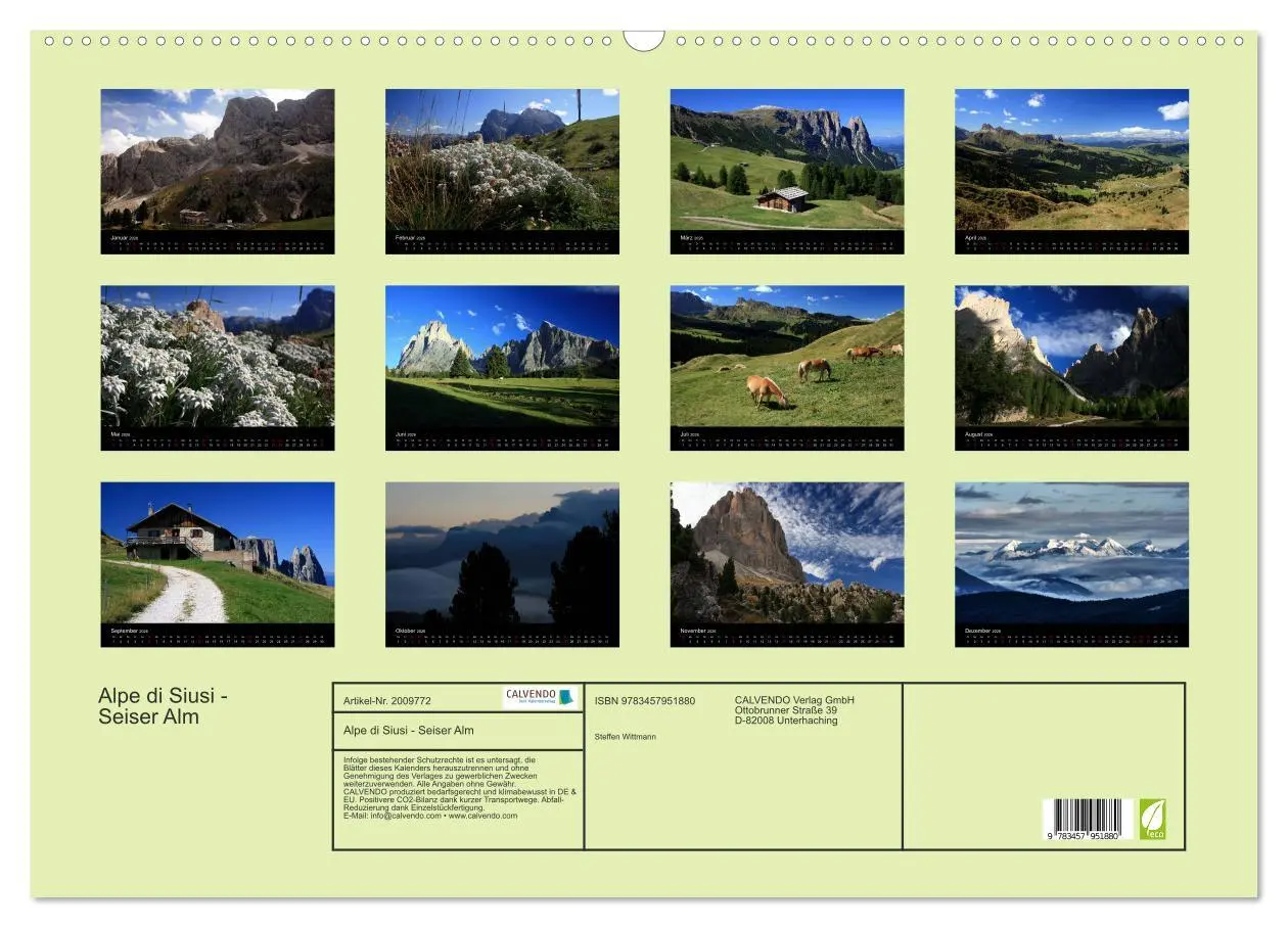 Bild: 9783457951880 | Alpe di Siusi - Seiser Alm (Wandkalender 2026 DIN A2 quer),...