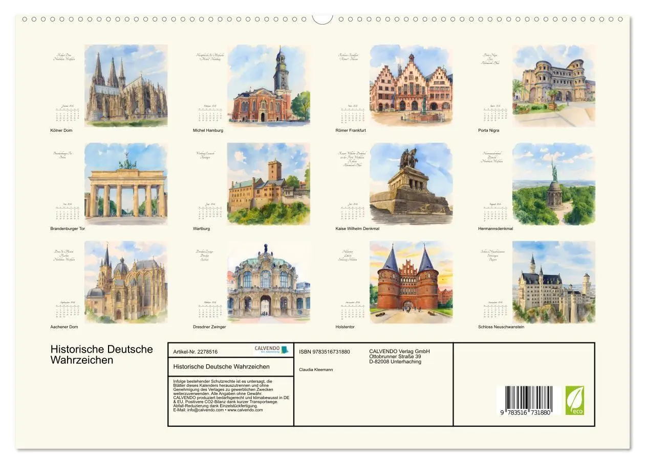Bild: 9783516731880 | Historische Deutsche Wahrzeichen (hochwertiger Premium Wandkalender...