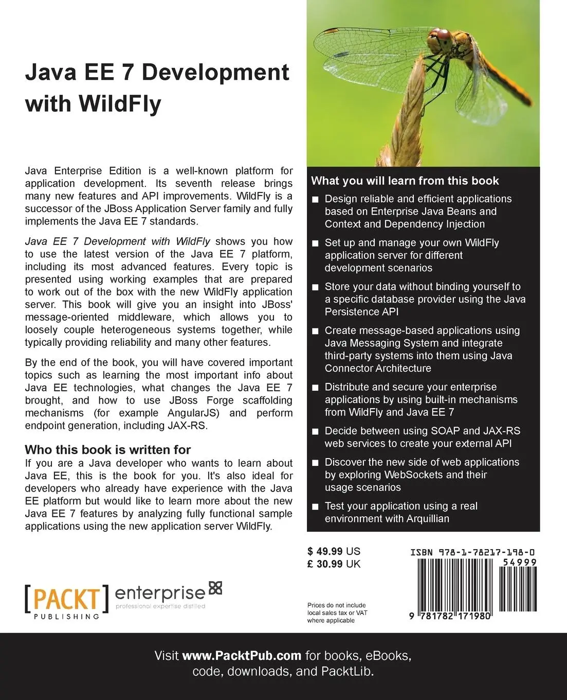 Rückseite: 9781782171980 | Java EE 7 Development with WildFly | Micha¿ ¿Mil | Taschenbuch | 2014