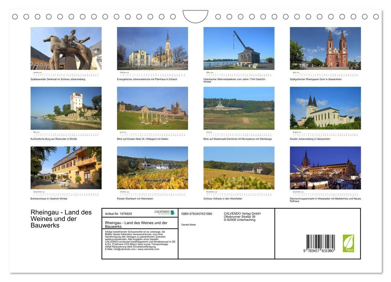 Bild: 9783457631980 | Rheingau - Land des Weines und der Bauwerks (Wandkalender 2026 DIN...