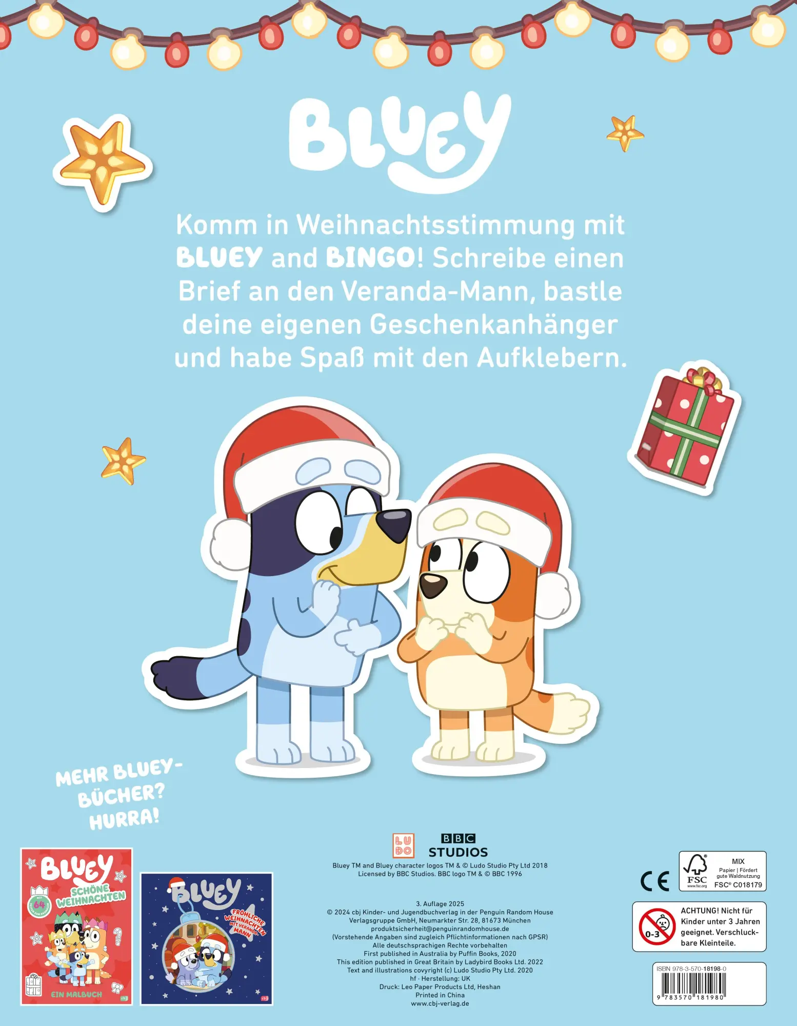 Bild: 9783570181980 | BLUEY - Hurra, es ist Weihnachten! - Rätsel- und Stickerbuch | 32 S.