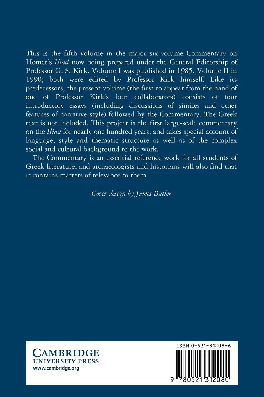 Rückseite: 9780521312080 | The Iliad | A Commentary: Volume 5, Books 17-20 | Homer (u. a.) | Buch
