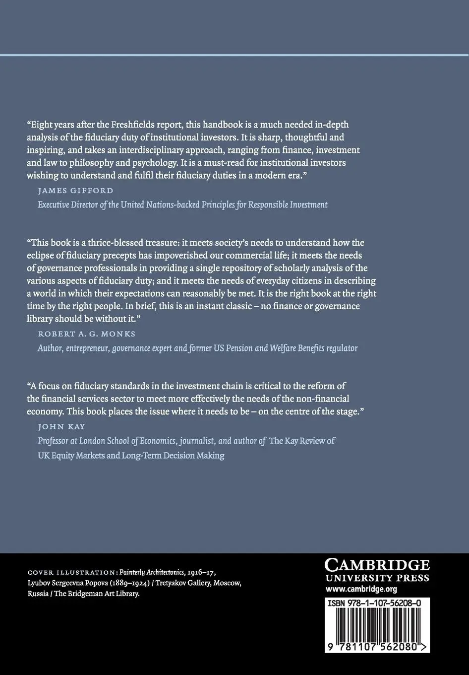 Rückseite: 9781107562080 | Cambridge Handbook of Institutional Investment and Fiduciary Duty