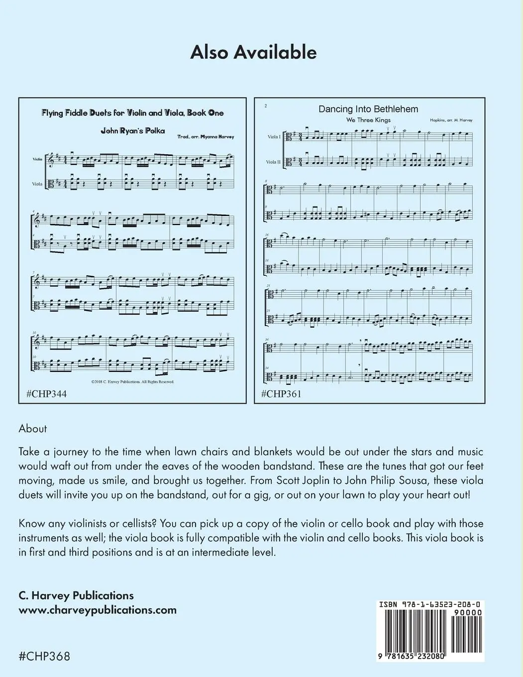 Rückseite: 9781635232080 | Fiddles on the Bandstand, Fun Duets for Two Violas, Book One | Harvey