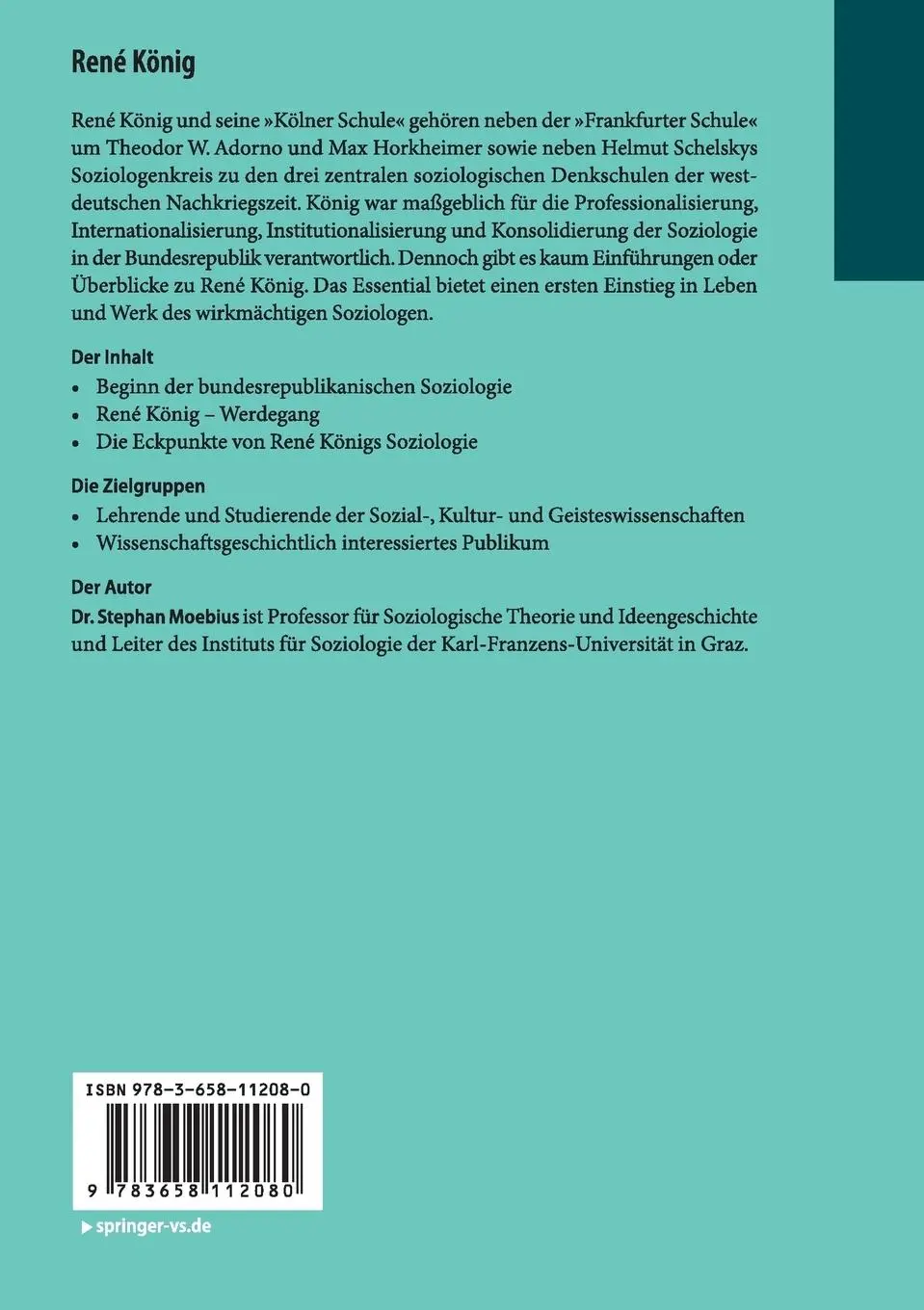 Rückseite: 9783658112080 | René König | Wegbereiter der bundesrepublikanischen Soziologie | Buch