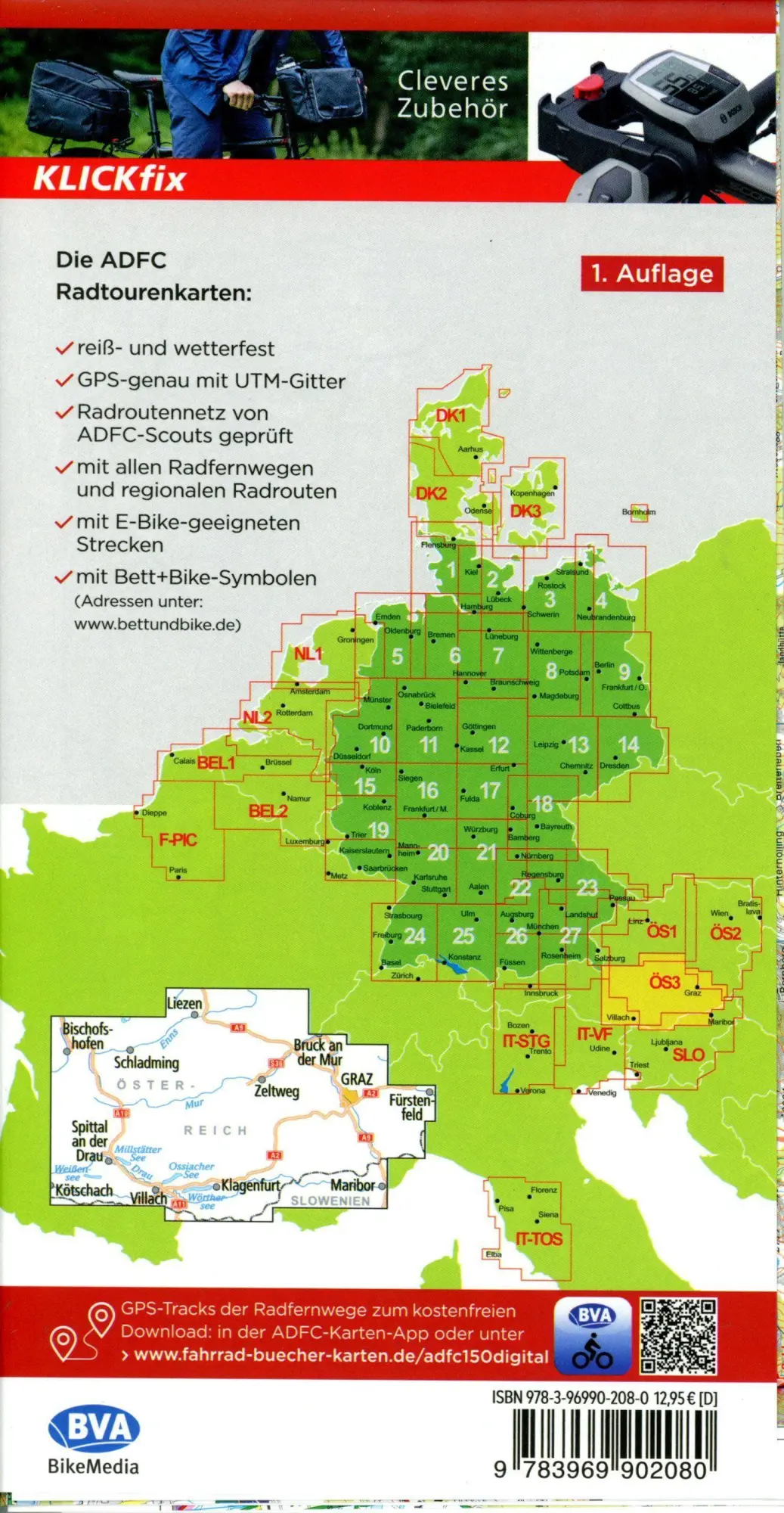 Bild: 9783969902080 | BVA ADFC Radtourenkarte Österreich Steiermark Kärnten 1:150.000 | 2024