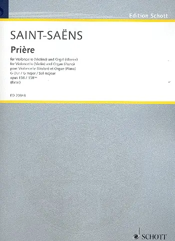 Cover: 9790001172080 | Priere Opus 158 V(Vcl)/P(Org) | Camille Saint-Saens | Buch