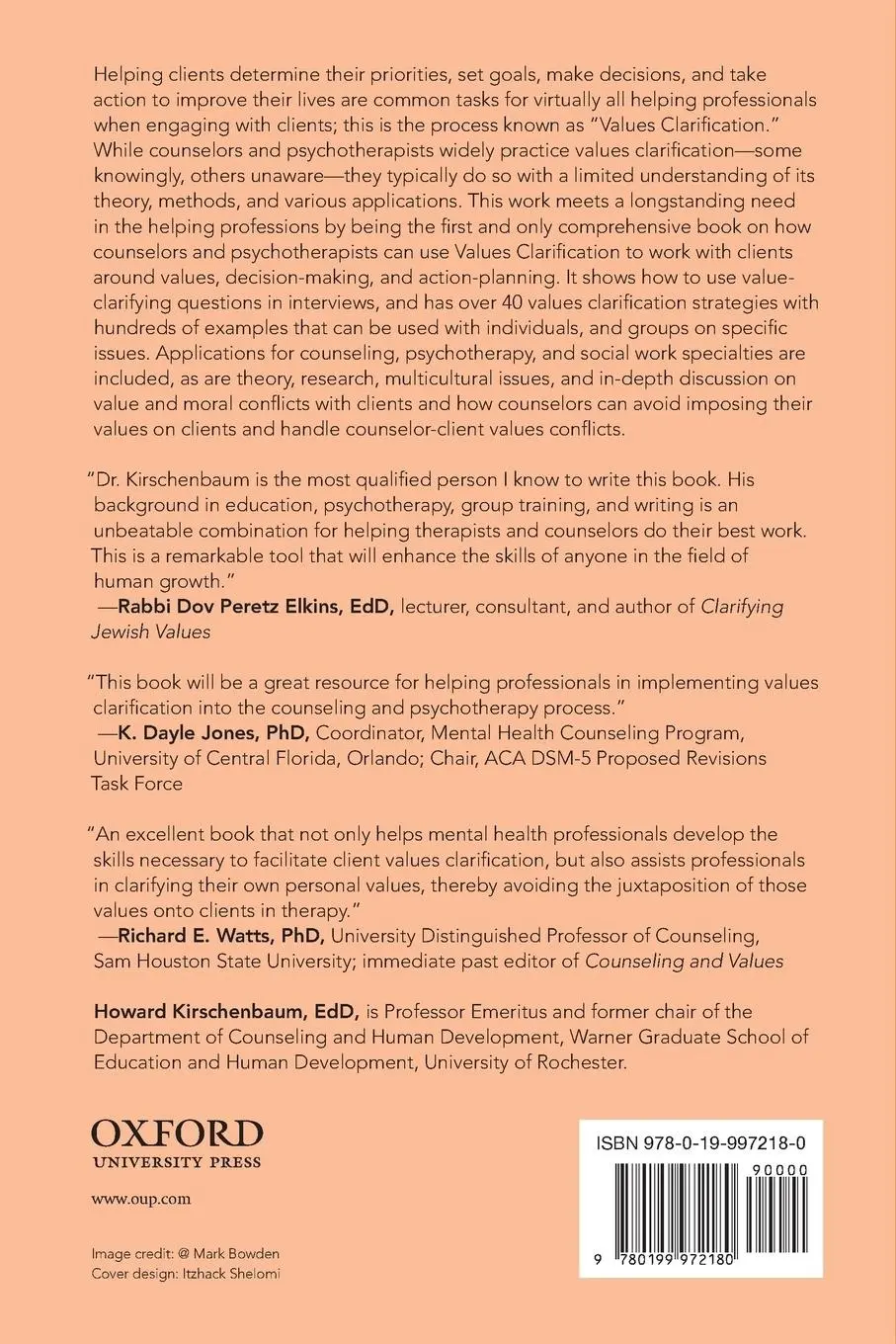 Rückseite: 9780199972180 | Values Clarification in Counseling and Psychotherapy | Kirschenbaum