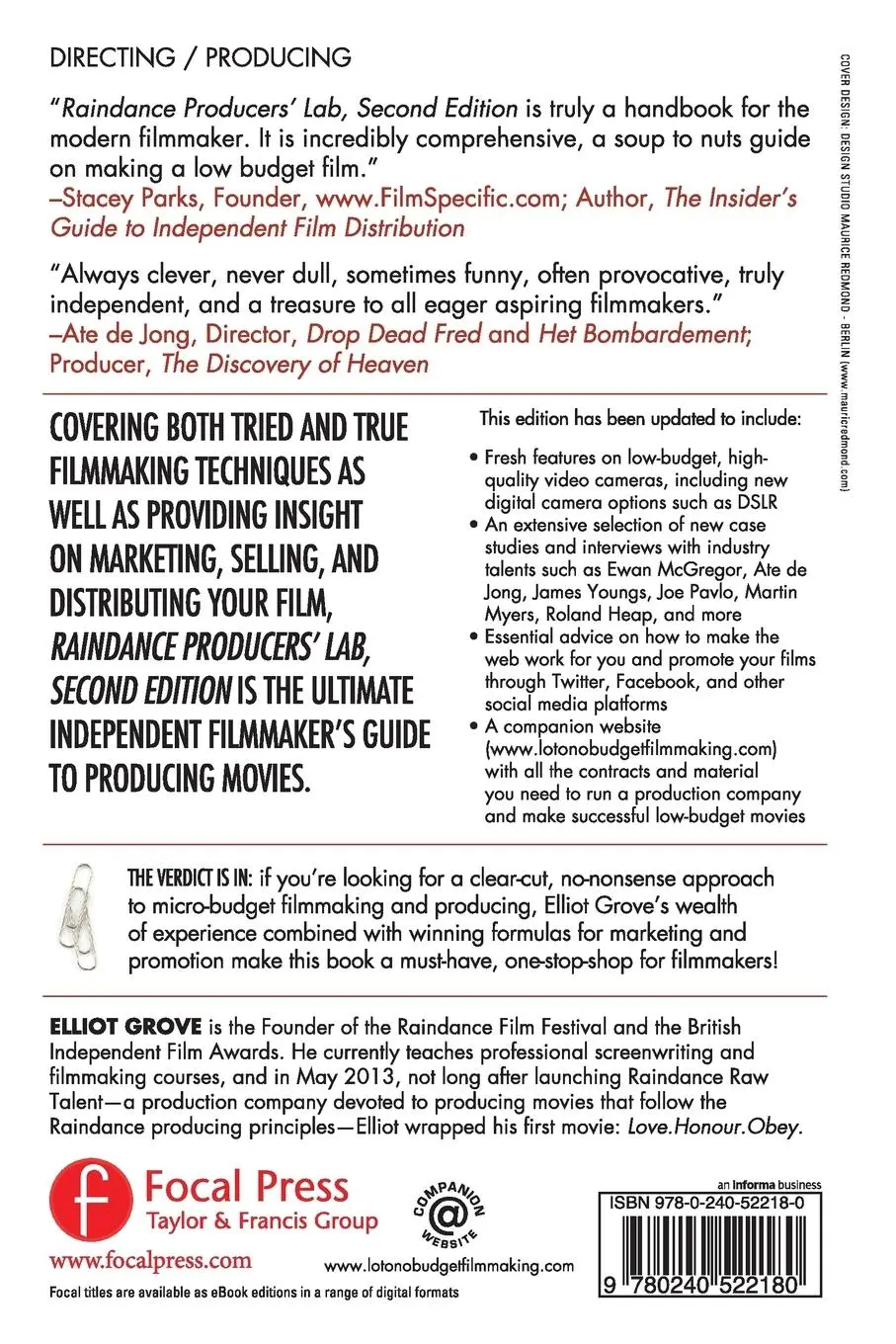Rückseite: 9780240522180 | Raindance Producers' Lab Lo-To-No Budget Filmmaking | Elliot Grove