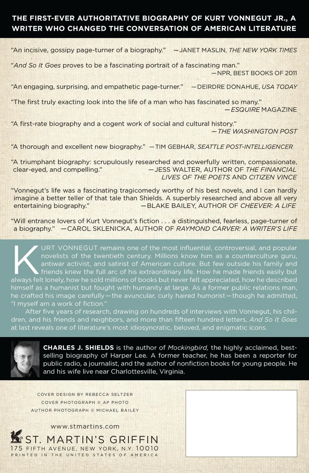 Rückseite: 9781250012180 | And So It Goes | Charles J. Shields | Taschenbuch | Englisch | 2012