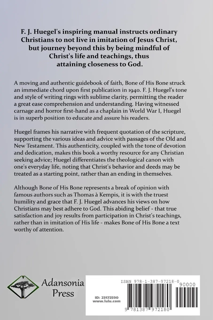 Rückseite: 9781387972180 | Bone of His Bone | Going Beyond the Imitation of Christ | F. J. Huegel
