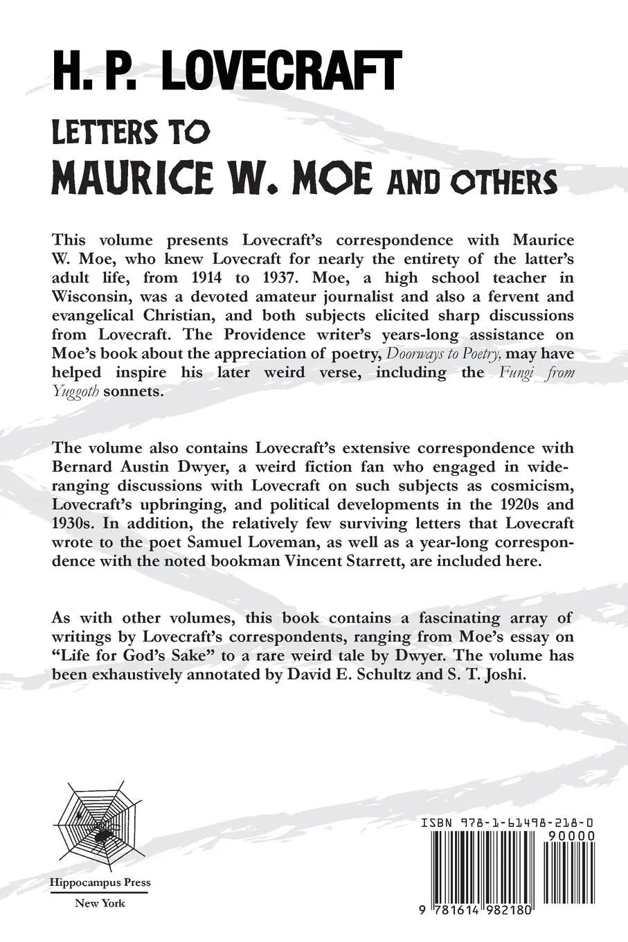 Rückseite: 9781614982180 | Letters to Maurice W. Moe and Others | H. P. Lovecraft | Taschenbuch