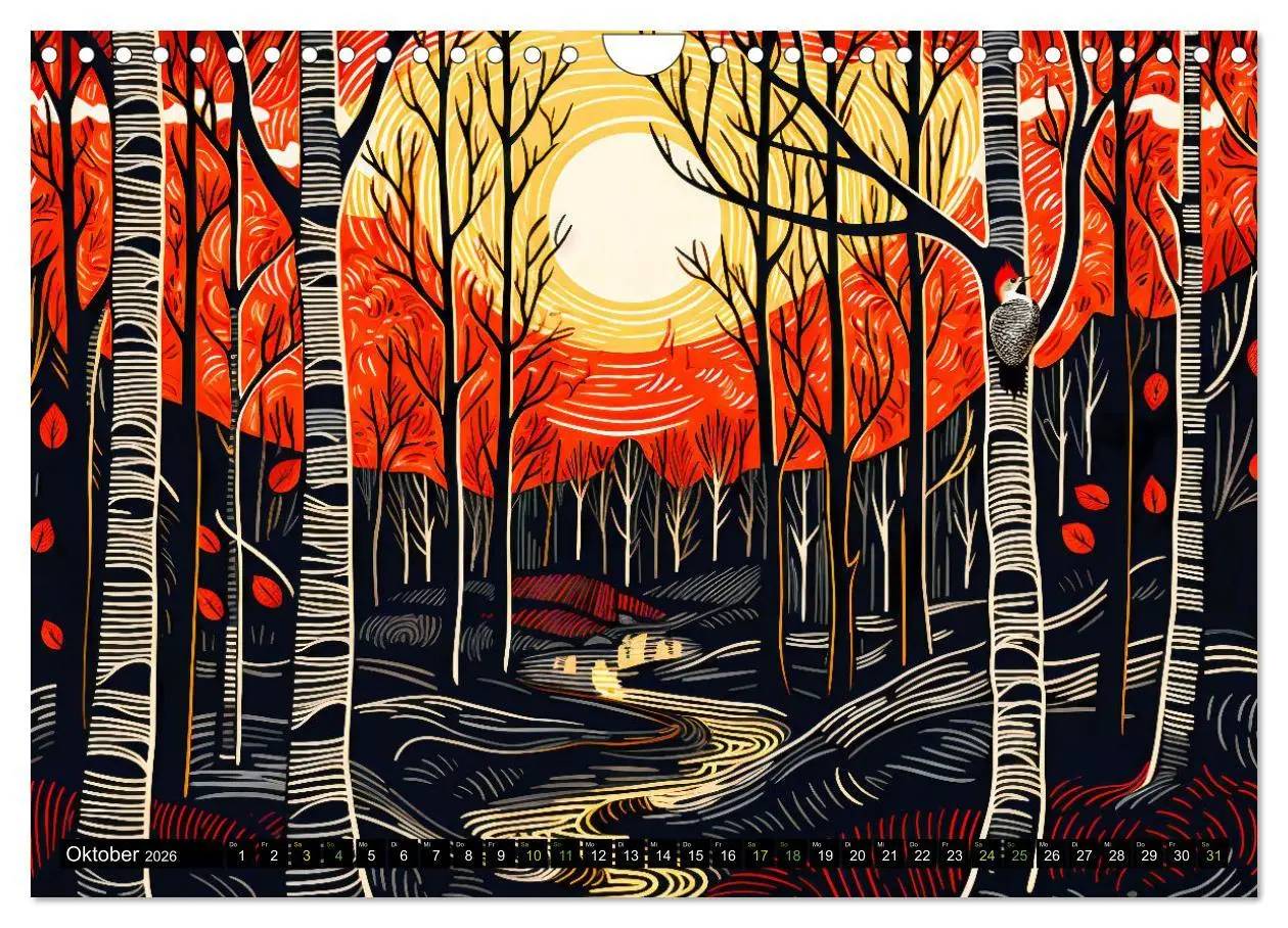 Bild: 9783457362280 | Abstrakter Wald - Jahreszeiten in bunten Linolschnitten...