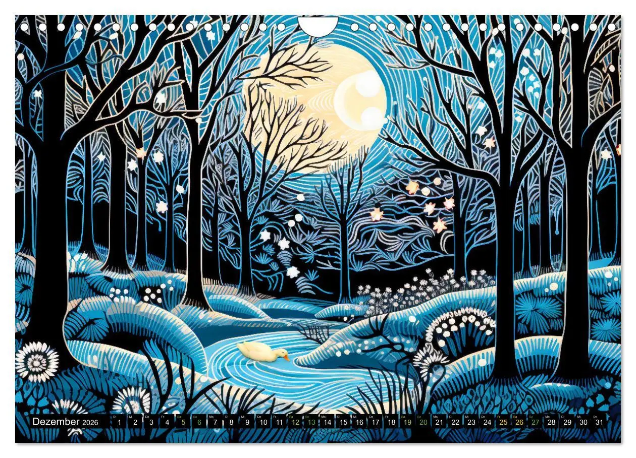 Bild: 9783457362280 | Abstrakter Wald - Jahreszeiten in bunten Linolschnitten...