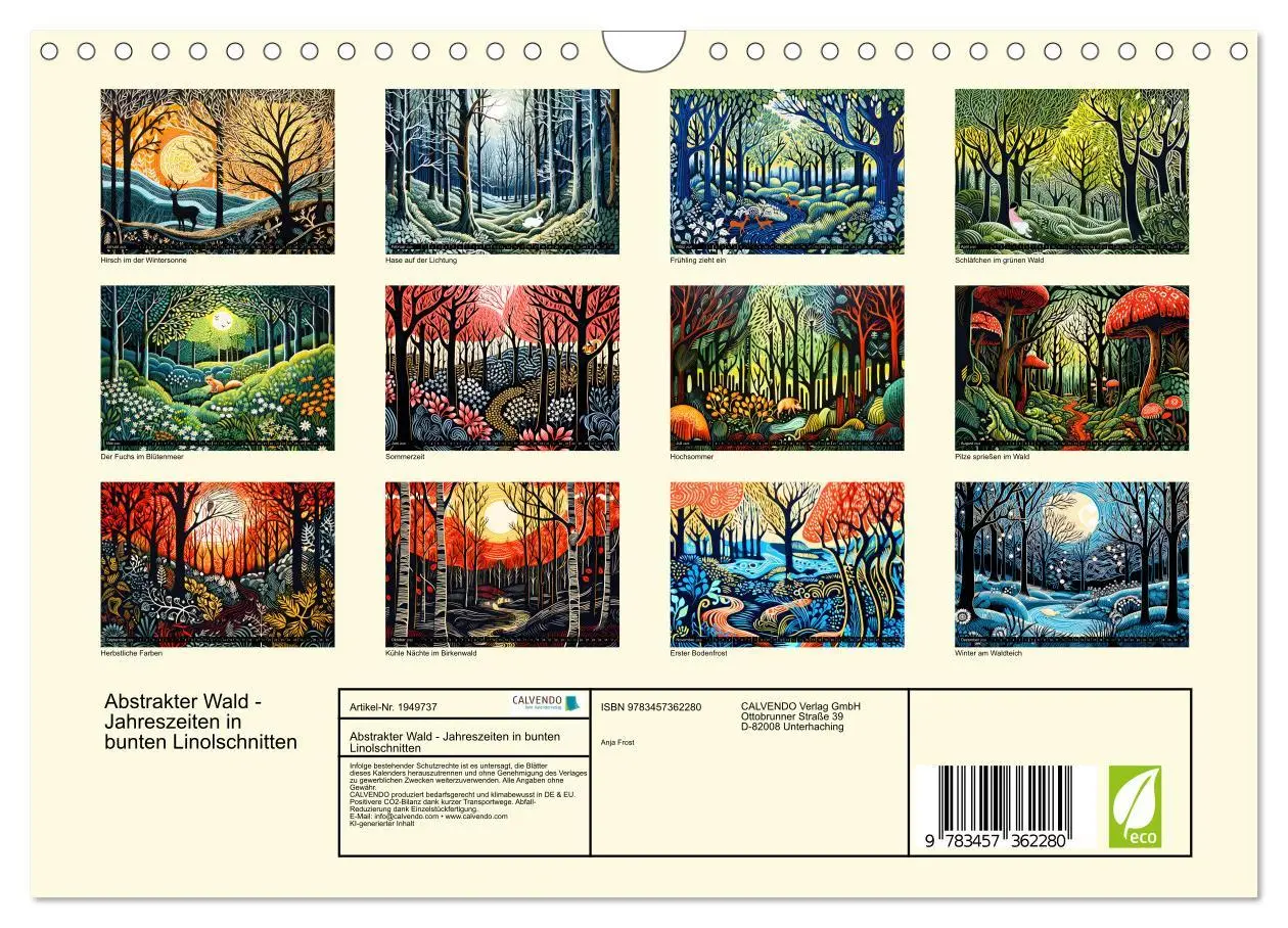 Bild: 9783457362280 | Abstrakter Wald - Jahreszeiten in bunten Linolschnitten...