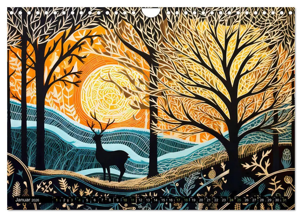 Bild: 9783457362280 | Abstrakter Wald - Jahreszeiten in bunten Linolschnitten...