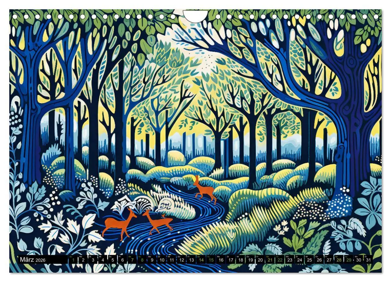 Bild: 9783457362280 | Abstrakter Wald - Jahreszeiten in bunten Linolschnitten...