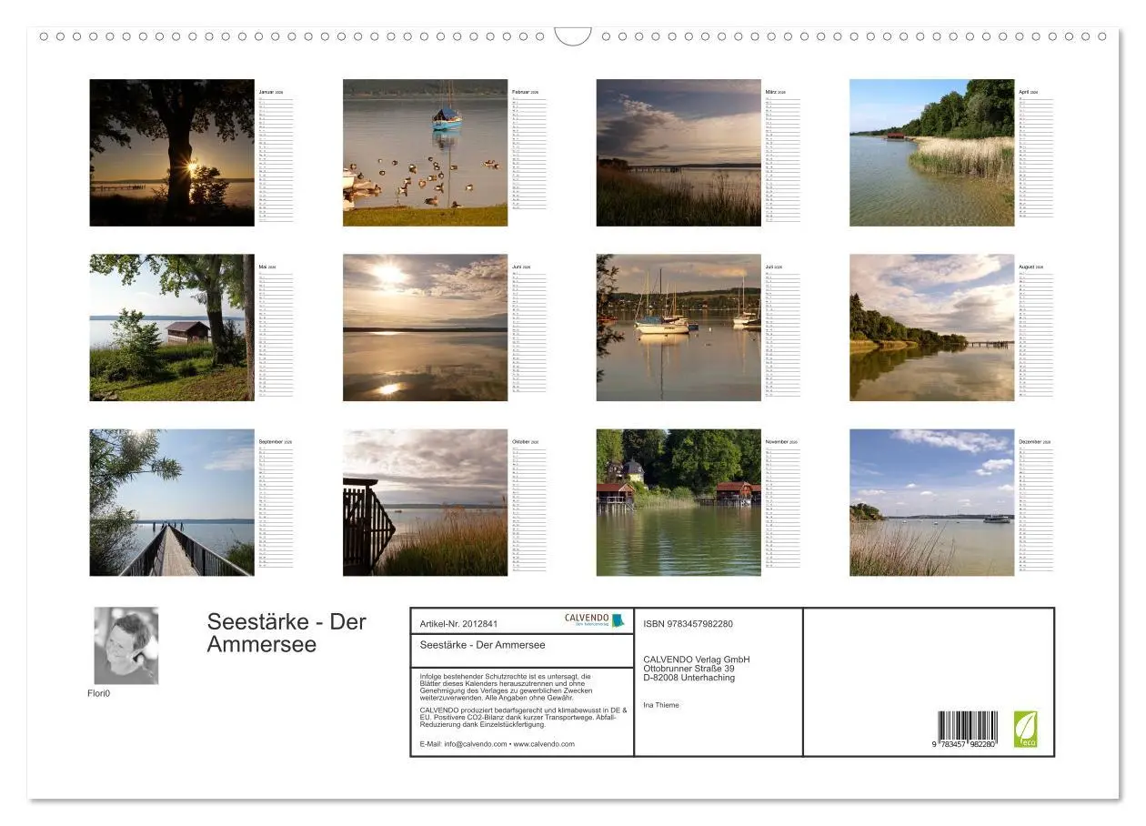 Bild: 9783457982280 | Seestärke - Der Ammersee (Wandkalender 2026 DIN A2 quer), CALVENDO...