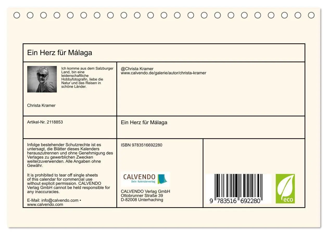 Bild: 9783516692280 | Ein Herz für Málaga (Tischkalender 2026 DIN A5 quer), CALVENDO...