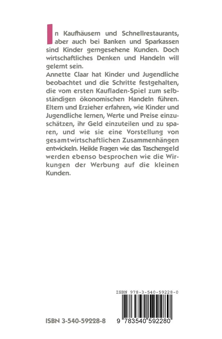Rückseite: 9783540592280 | Was kostet die Welt? | Wie Kinder lernen, mit Geld umzugehen | Claar