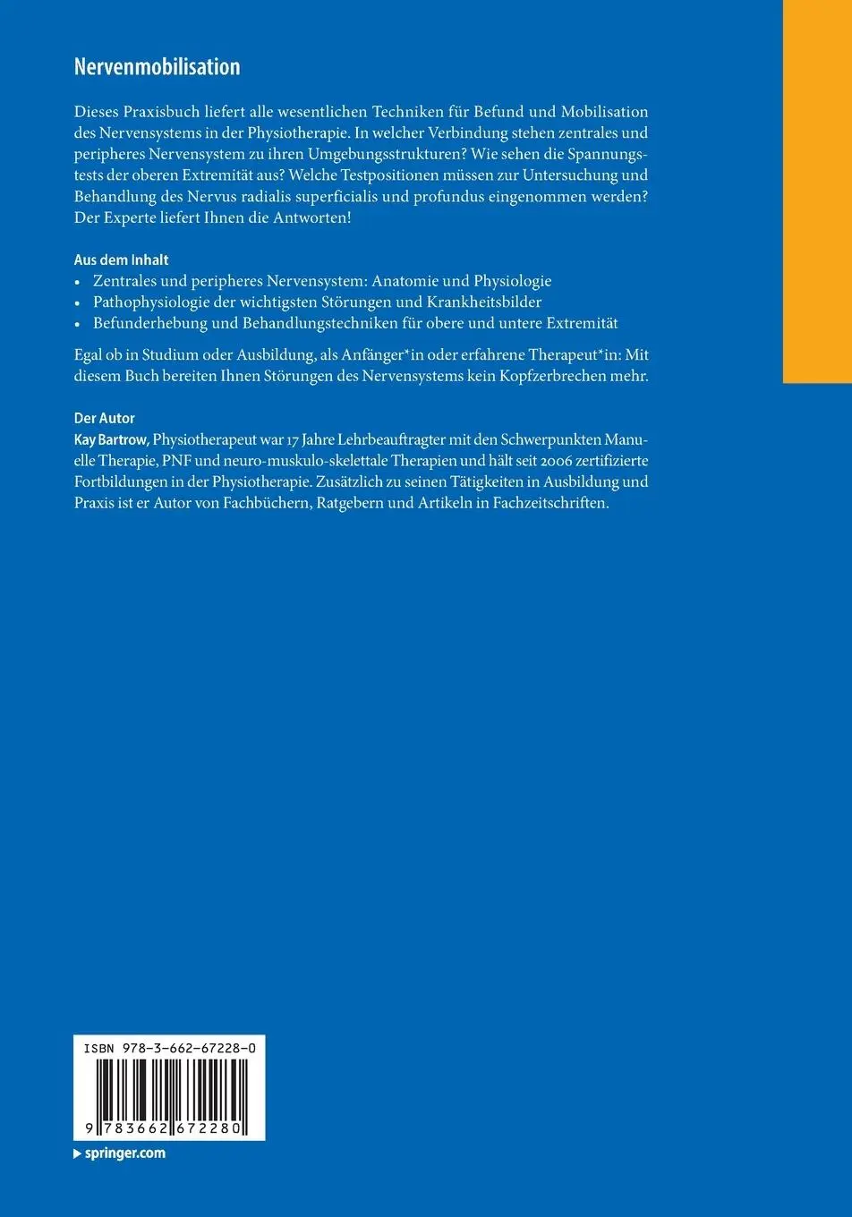 Rückseite: 9783662672280 | Nervenmobilisation | Neurodynamik in der Physiotherapie | Kay Bartrow