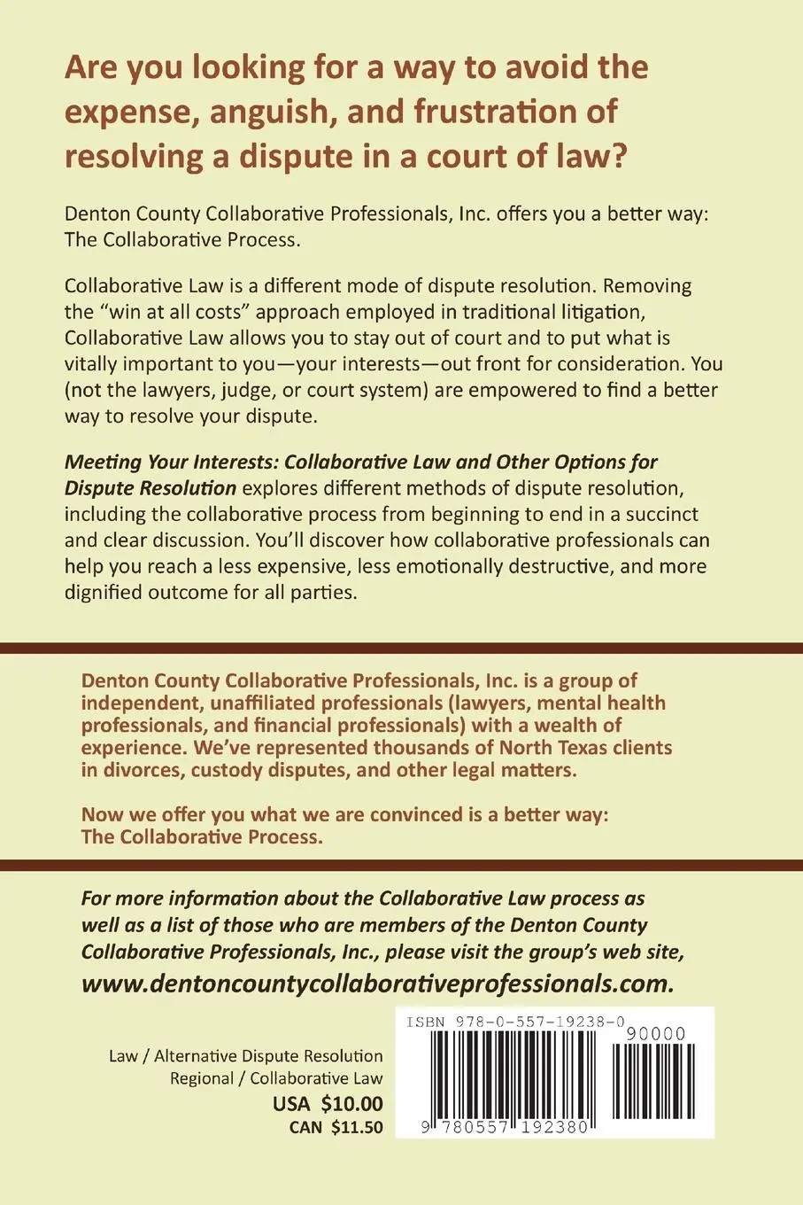 Rückseite: 9780557192380 | Meeting Your Interests | Denton Coun Collaborative Professionals