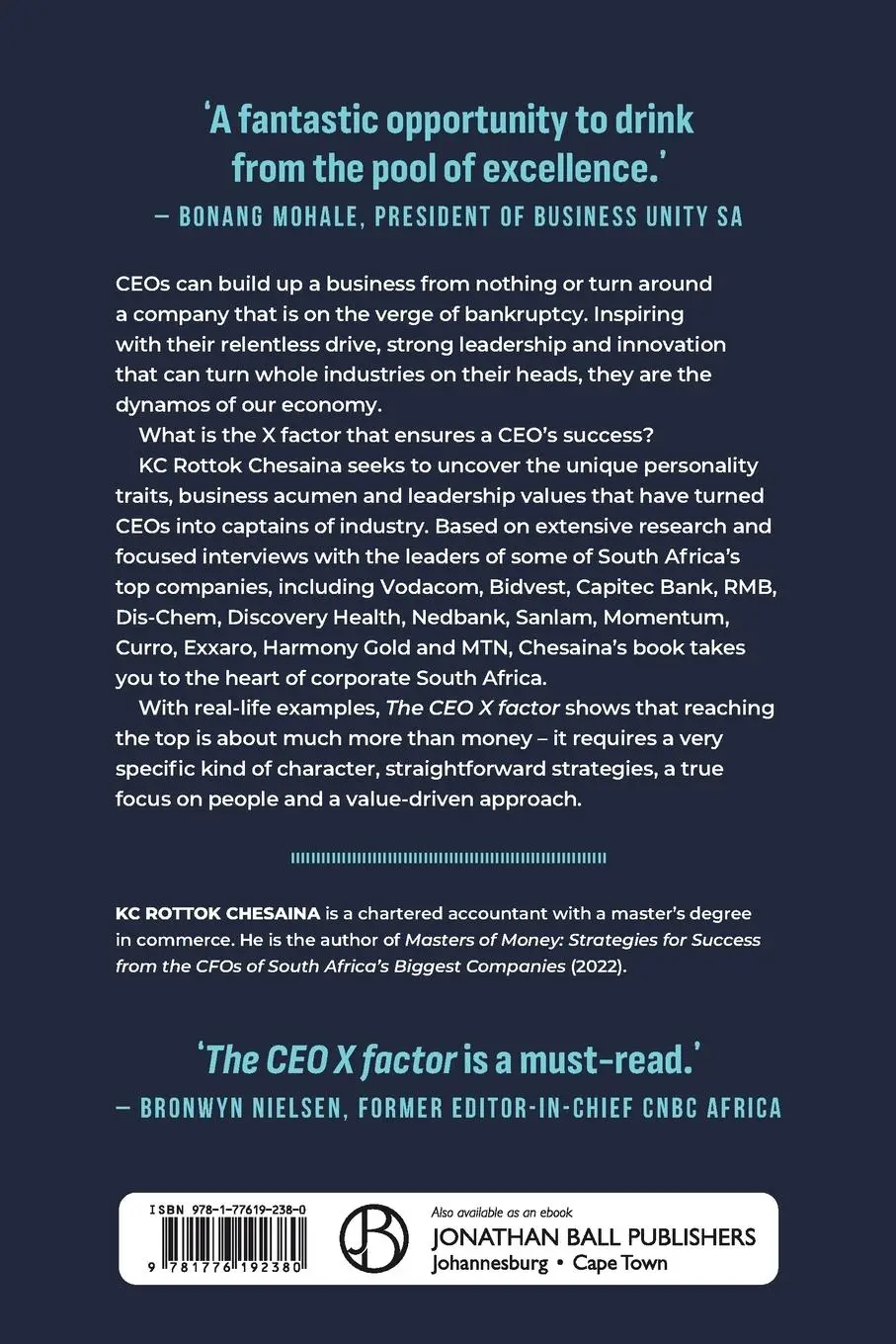 Rückseite: 9781776192380 | THE CEO X FACTOR - Secrets for Success from South Africa's Top...