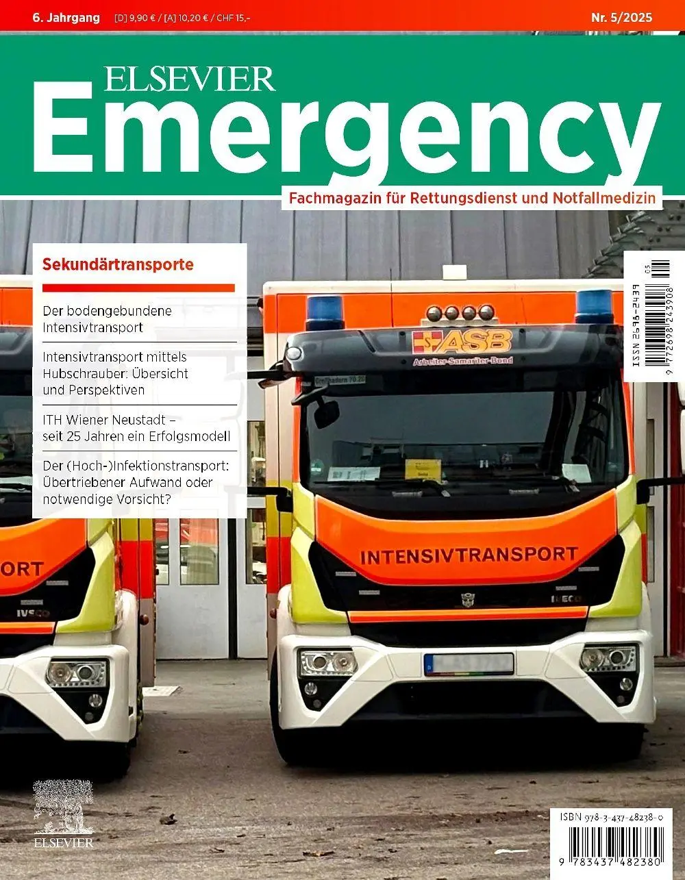 Cover: 9783437482380 | ELSEVIER Emergency. Sekundärtransporte. 5/2025 | Frank Flake (u. a.)