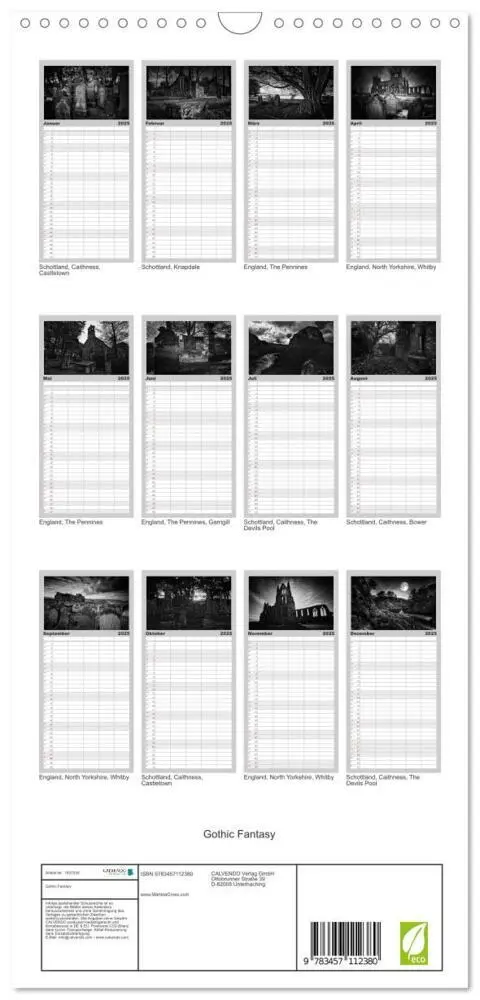 Bild: 9783457112380 | Familienplaner 2025 - Gothic Fantasy mit 5 Spalten (Wandkalender,...