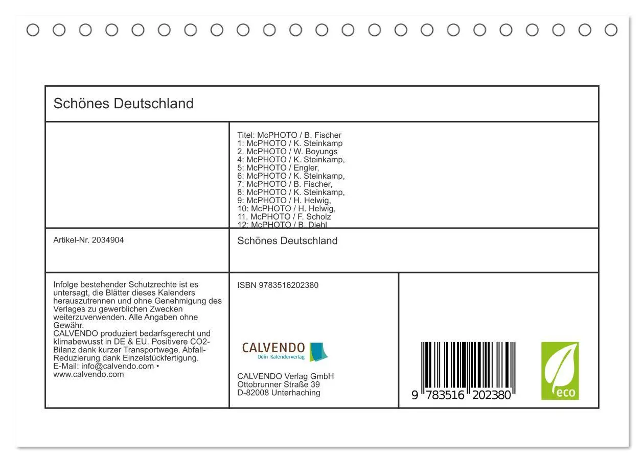 Bild: 9783516202380 | Schönes Deutschland (Tischkalender 2026 DIN A5 quer), CALVENDO...