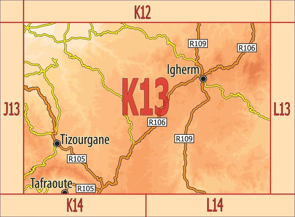 Bild: 9783943752380 | K13: Tafraoute nord - Tizourgane - Igherm 1:120.000 GPS - Waypoints