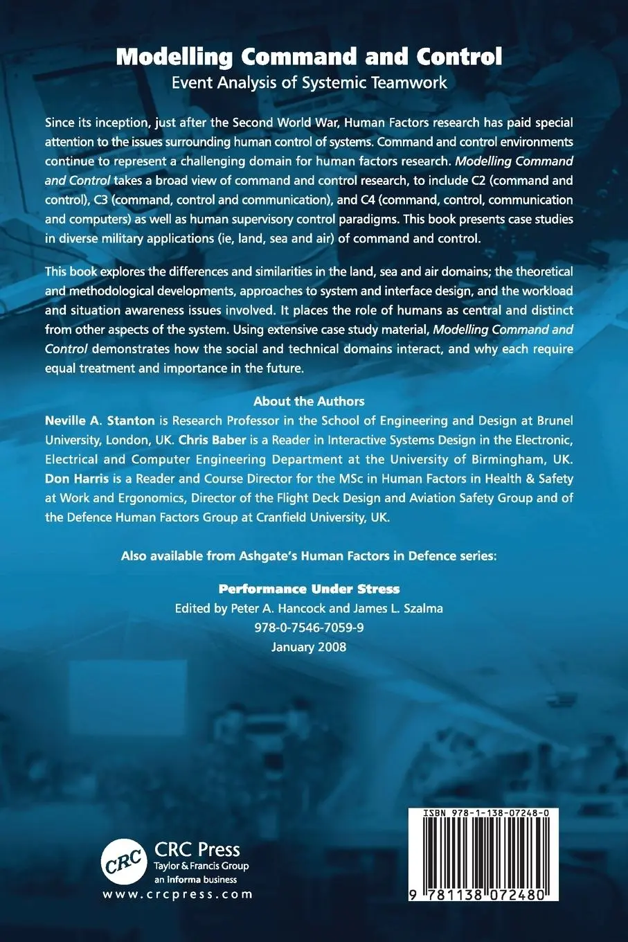Rückseite: 9781138072480 | Modelling Command and Control | Event Analysis of Systemic Teamwork