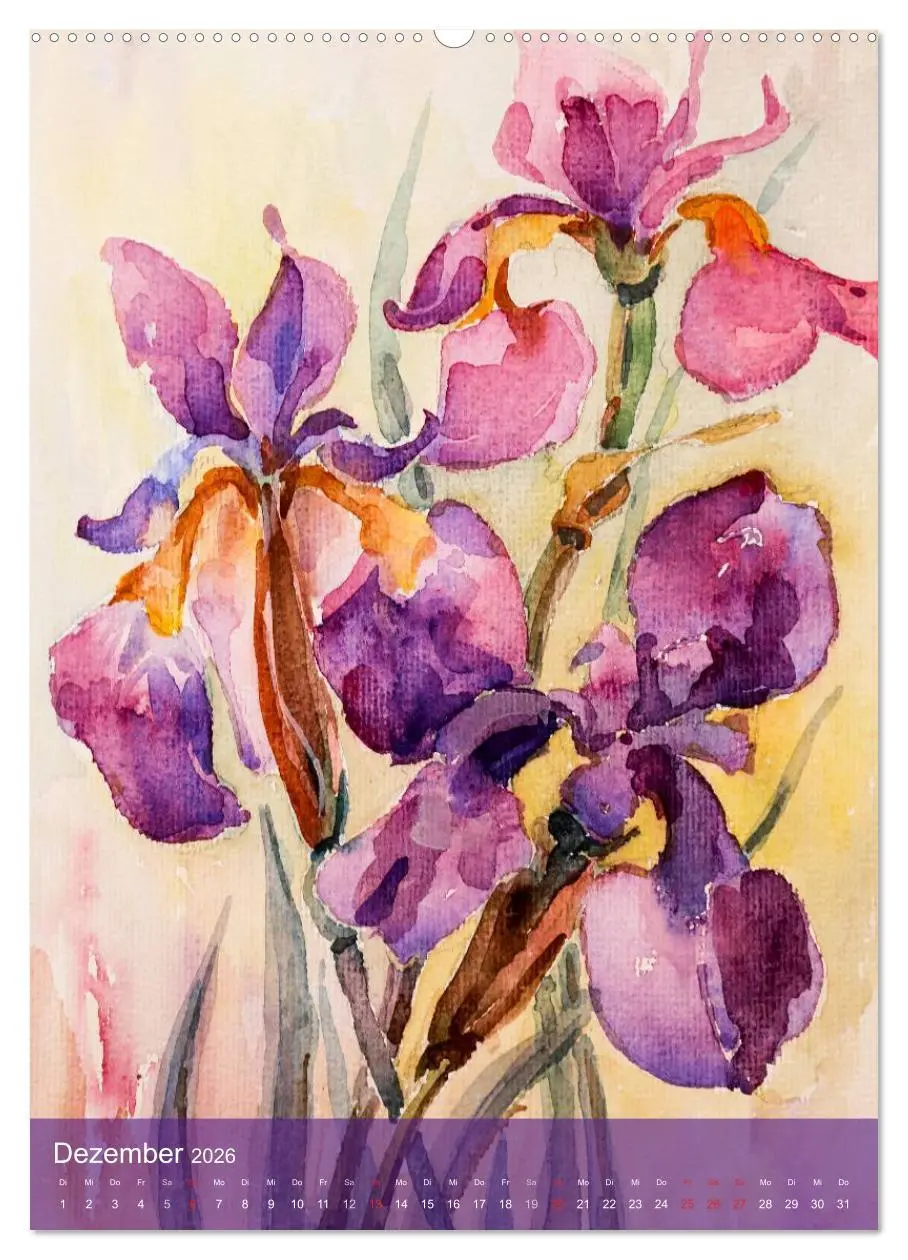 Bild: 9783516432480 | Karl Sock Blumenaquarelle (Wandkalender 2026 DIN A2 hoch), CALVENDO...
