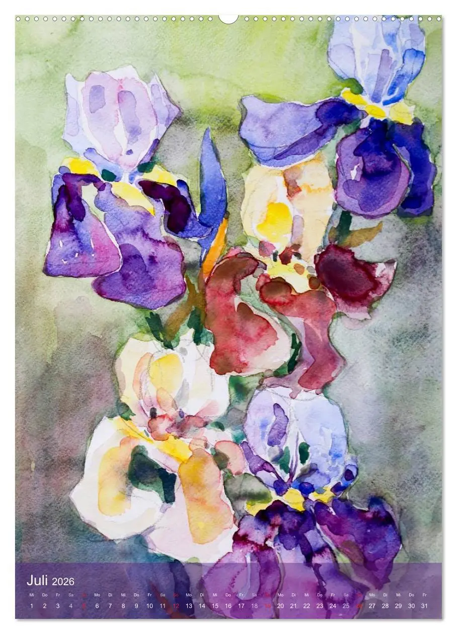 Bild: 9783516432480 | Karl Sock Blumenaquarelle (Wandkalender 2026 DIN A2 hoch), CALVENDO...