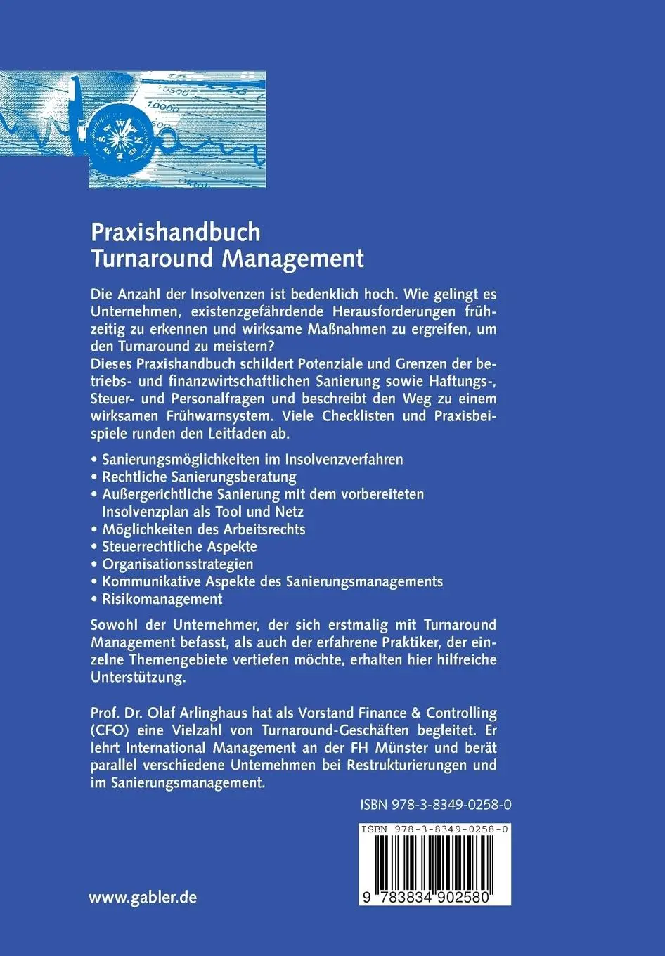 Rückseite: 9783834902580 | Praxishandbuch Turnaround Management | Olaf Arlinghaus | Taschenbuch