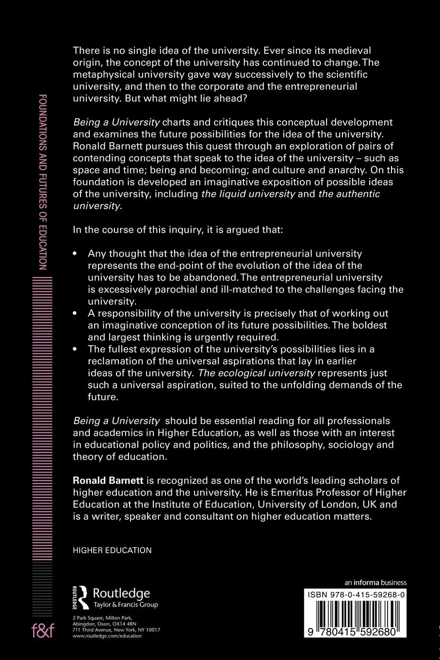 Rückseite: 9780415592680 | Being a University | Ronald Barnett | Taschenbuch | Englisch | 2010