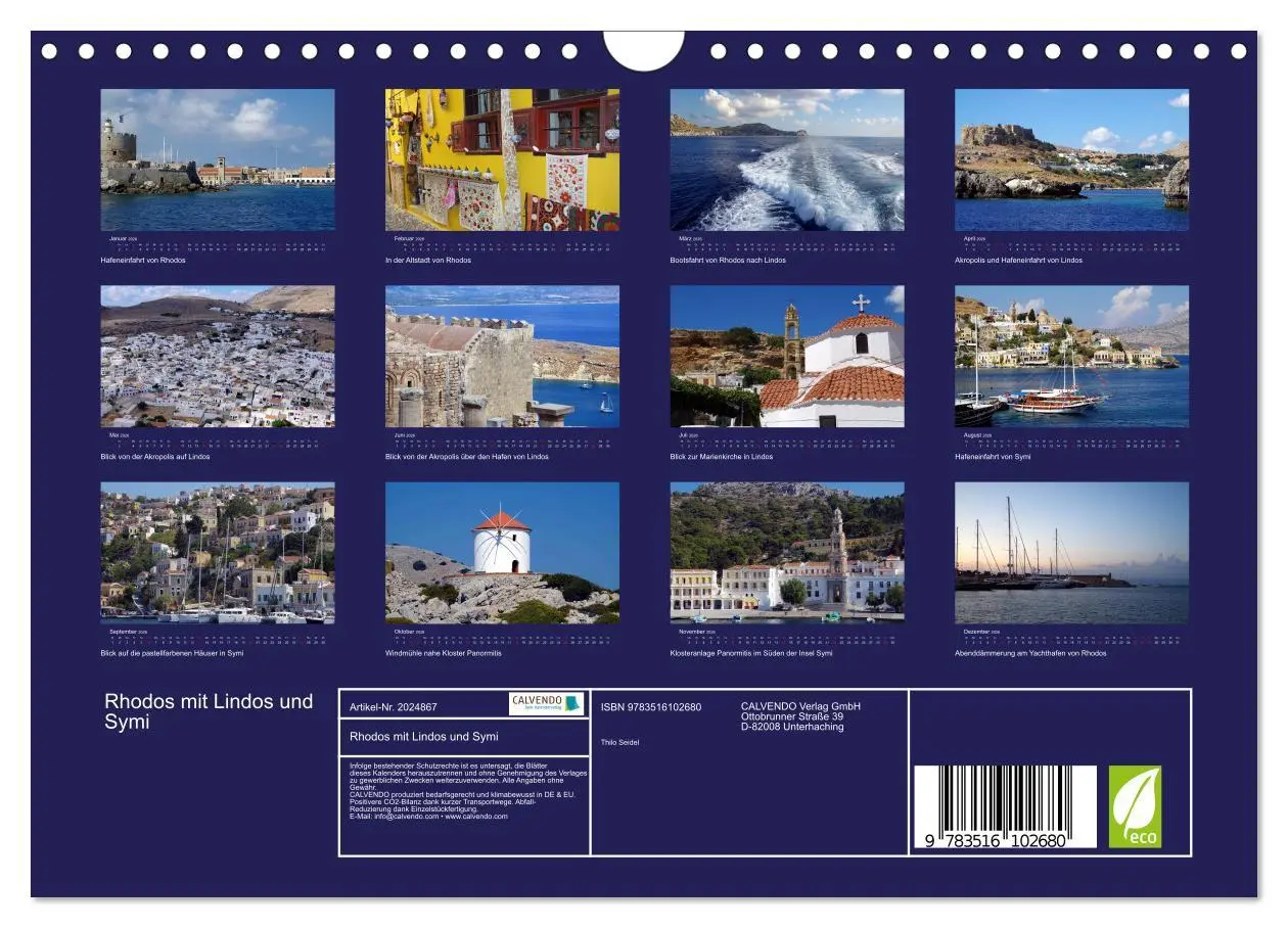 Bild: 9783516102680 | Rhodos mit Lindos und Symi (Wandkalender 2026 DIN A4 quer),...