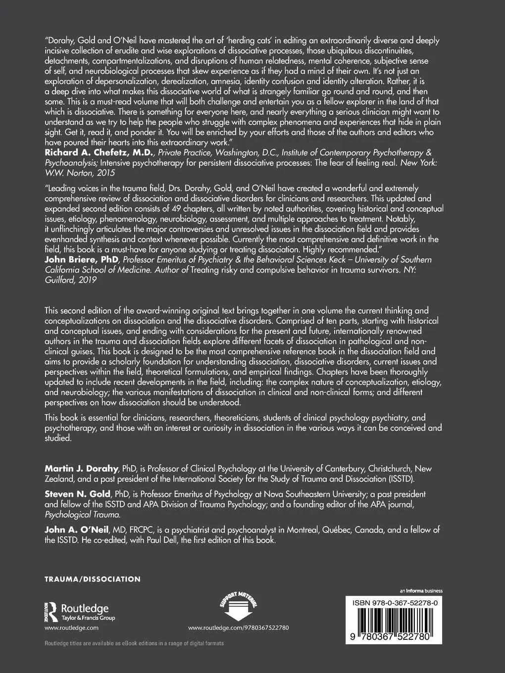 Rückseite: 9780367522780 | Dissociation and the Dissociative Disorders | Past, Present, Future